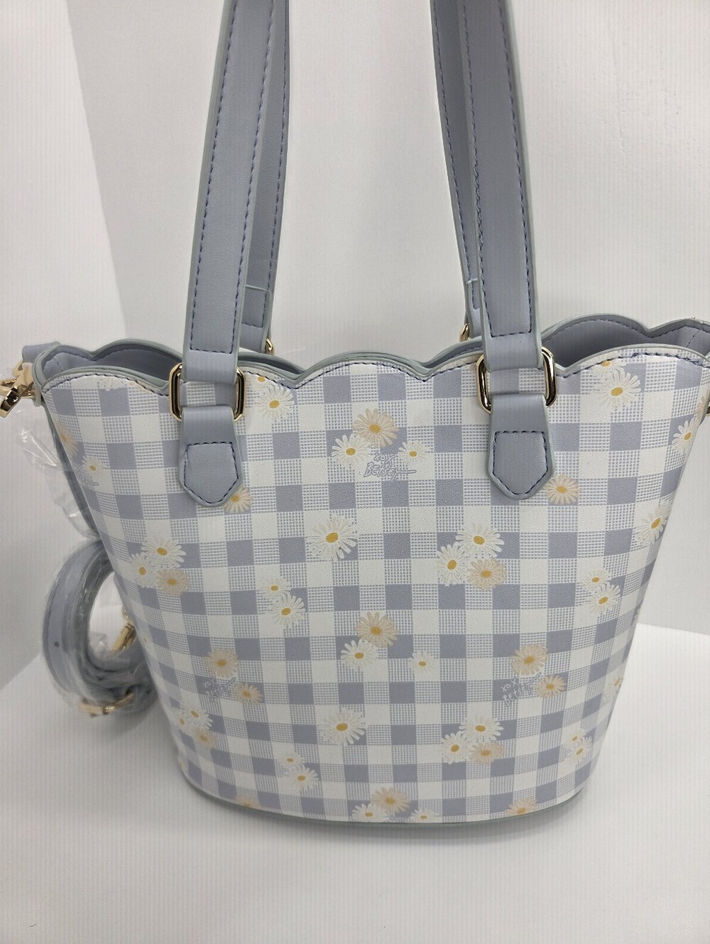 💙▪️Betsey Johnson ▪️Light Blue Daisy XOBLOOM Gingham Tote Bag - Picture 7 of 10